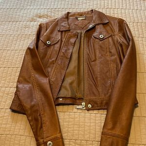 Size Small brown faux-leather jacket